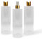 HR Hogar - Botellas Dispensadoras Rellenables con Tapón Spray y Disc-Top, Color Oro, 3 Piezas de 250 mL - Hecho en España - Dispensadores de Plástico Pet 100% Reciclable
