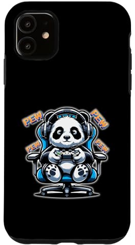 Lustiger Gamer Panda spielt Videospiele für Jungen und Mädchen Hülle für iPhone 11