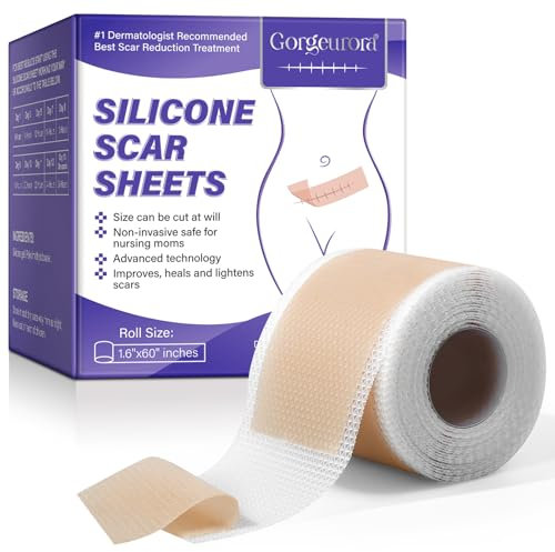 Pansement Silicone Cicatrice, Silicone Scar Sheets, Réutilisable Scar Removal Silicone Scar Tape, Convient aux cicatrices de césarienne, chirurgie, brûlures et chéloïdes (1,6×60 - 1,5 m)