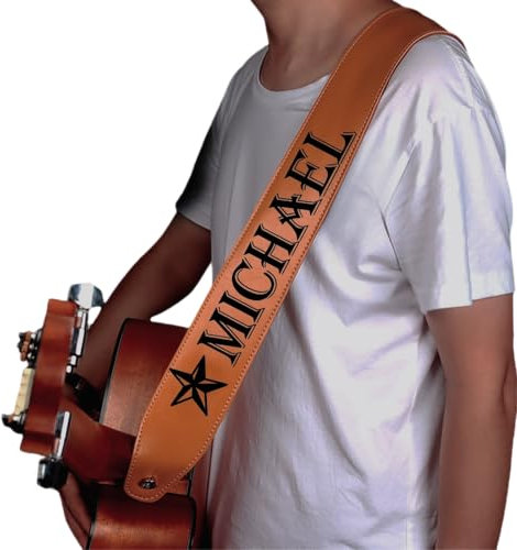 HDLOVE Personalisierter Gitarrengurt Aus Leder, Individuell Gravierter Gitarrengurt Aus PU-Leder Mit Text/Logo For E-Gitarre, Akustikgitarre, Bassgitarre Und Konzertgitarre