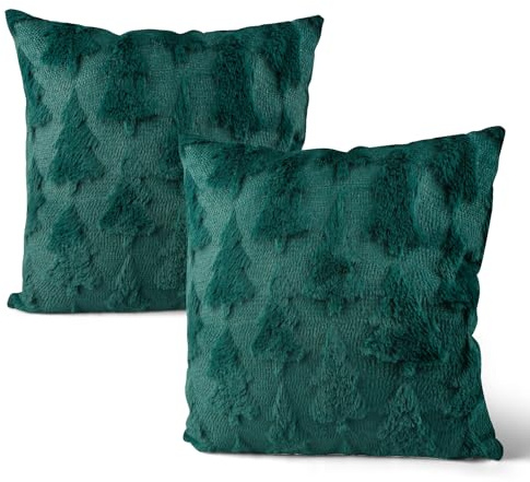 Bingqiling Kissenbezug 40x40 Weihnachten- 2PCS Weihnachtsdeko mit Reißverschluss, Kissenhülle Weihnachten Weihnachtsbaum Grün, Kissenbezüge Winter für Innen Sofa Wohn Zimmer Deko Aesthetic