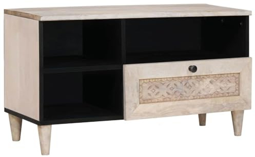 vidaXL TV Units with Drawer White 80 x 33 x 46 cm Engineered wood, Living Room, Modern Rectangular Tv Unit, Wall-Mounted Storage, Functional Multi-Purpose Cabinet, Elegant Shelving, Home Organizer