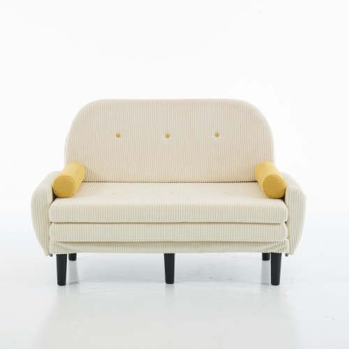dowowdo Beiges Sofa Cama 2-Sitzer | Staufach, klappbar als Daybed/Sessel, Cord-Stoff, platzsparendes Design