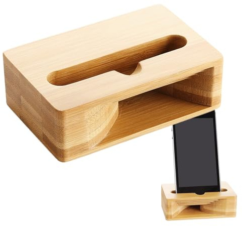 Wisylizv Telefon-Lautsprecher-Verstärker-Ständer aus Holz, passive akustische Megafon-Halterung, natürliches Holz, Desktop-Dock, keine Batterie erforderlich, Sound-Booster für Smartphones