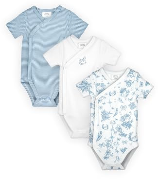 Stellou & friends Baby Body, 100% Bio-Baumwoll Wickelbody 3er MultiSet, kuschelweiche und hochwertige Kinder Kleidung für Jungs und Mädchen, Langarm & Kurzarm-body, OEKO-TEX 100 Zertifiziert