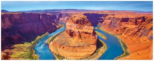 Wallario Memoboard aus Glas mit Motiv, Magnet-Tafel in 32 x 80 cm in Premium Qualität Hufeisenförmiger Mäander des Colorado River