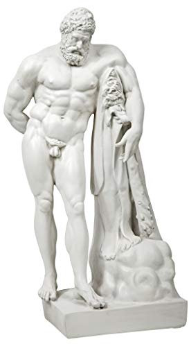 Design Toscano Herkules-Statue von Farnese, 28 x 38 x 76 cm, Handgegossenes Polyresin, Antikes Stein-finish, Freistehend, Klassisch, Garten-Statue