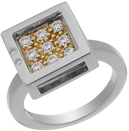 Orphelia Jewelry Damen-Ring 925 Sterling-Silber Zweifarbig mit Zirkonia Weiss Gr. 54 (17.2) ZR-3366/54