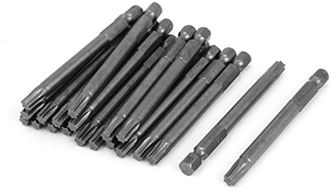 sourcing map T30 1/4 Vástago hexagonal 75 mm de largo Puntas de destornillador Torx magnético Gris 20 piezas