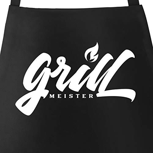 MoonWorks Herren Grillschürze Grillmeister Schürze Küchenschürze Baumwolle mit Tasche schwarz unisize