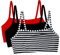Fruit of the Loom Women's Spaghetti Strap Cotton Pull Over 3 Pack Sports Bra in Fashion Colors, Opaque, Skinny Stripe/Black Hue/Red Hot, 34 (Pack of 3)