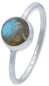 mantraroma Damen Ring 925 Silber Labradorit Edelstein blau schlicht modern