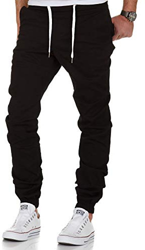 Amaci&Sons Herren Stretch Jogger Basic Chino Jeans Hose Cargo 7002 Schwarz W31