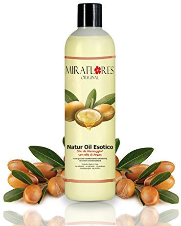 Massageöl mit Arganöl - 500 ml Flasche - Emollient, Nährend und Antioxidans - für die sanfte und empfindliche Haut - professionelle Massage, hüllende und entspannende - exotische Duft