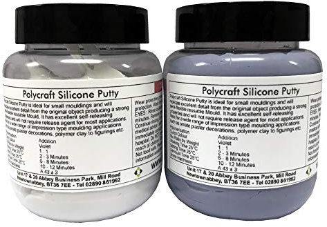 Polycraft Silicone Putty RTV Mould Making Rubber, Fast Curing Silicone Rubber, Moulding Silicone, Reusable Mould, Clay and Figurine Moulds, Silicone Putty for DIY - 250g kit
