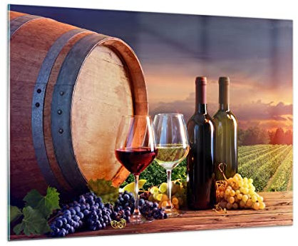 ARTTOR Bilder auf Glas 100x70cm Glasbild Wein Weinberg Sommer Groß Wanddeko Bild im Glas Schlafzimmer Küche Deko Wandbilder Dekoration Wohnzimmer Modern Wall Decor Wand Kunstdruck Art GAA100x70-4125