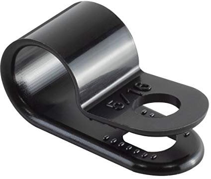 GTSE 100 Pack of Black Nylon P-Clips, 7.9mm (5/16”) Diameter, Plastic Cable Clips