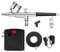POWERTOOL Airbrush Kit Set, Airbrush Gun kit Dual-Action Airbrush with 1/3oz. Cup and 0.3mm Tip, Mini Air Compressor, Hose, Storage Case(Black+EU Pl)