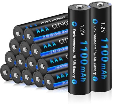 CITYORK 16Pack 1.2V AAA 1100mAh NiMH Rechargeable Batteries for Solar Lights, Remote Controller, Electric Toys