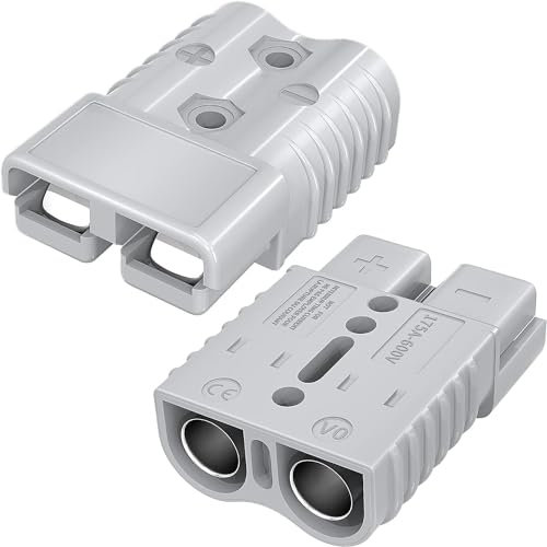 eSynic 2PCS Connecteur de Batterie Gris 175A 600V Application AC/DC Batterie Connecteur PC Ignifuge Connecteur/Déconnexion Rapide de Batterie pour Voiture, Ascenseur, Treuil de Remorque