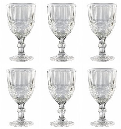 GMMH Ensemble de verres à vin vintage, 6 verres et carafe à eau, look vintage moderne, capacité de 0,25 l, passe au lave-vaisselle, verre