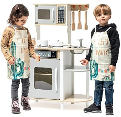 ATAA Toys Cocina de Madera Infantil 69x30x85 cm - Blanco - Cocinita para niños y niñas con Accesorios