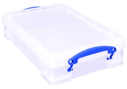Really Useful 4 Litre Plastic Storage Box with lid 395x255x80mm Clear KING4C + Free Finchley Refill Pen