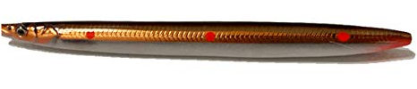 Savage Gear Line Thru Sandeel Wobbler Meerforelle Meeresangeln Größe Line Thru Sandaal-15 g, Farbe Brown Copper Red Dots