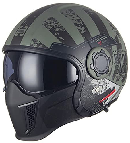 Casco Integral Para Motocicleta, Casco Convertible De Estilo Retro Con Certificado ECE Casco Moto Modular Integral Con Doble Visera,Para Motocicleta Scooter C,L=55-58CM