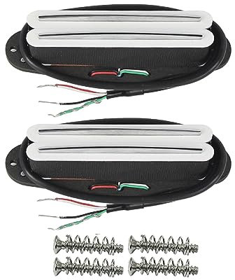 FLEOR Alnico 5 Hot Rail Humbucker Single-Coil-Humbucker-Set in Single-Coil-Größe, Weiß