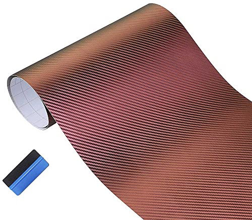 NewL 3D-Chamäleon-Vinylfolie, Carbonfaser-Vinylfolie, Auto-Karosserie-Dekoration, Aufkleber (Lila bis Rot, 50 cm x 150 cm)