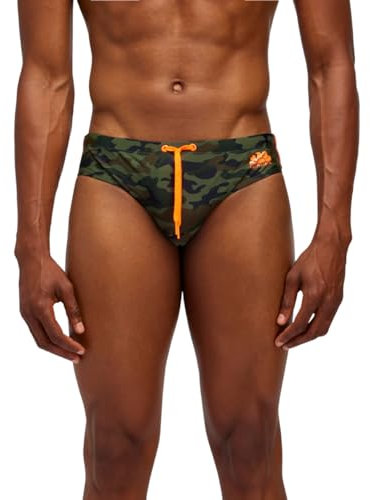 SUNDEK Diwalter Camou Swim Brief, Slip Mare da Uomo (IT, Testo, S, Regular, Regular, Deep Forest Camo)