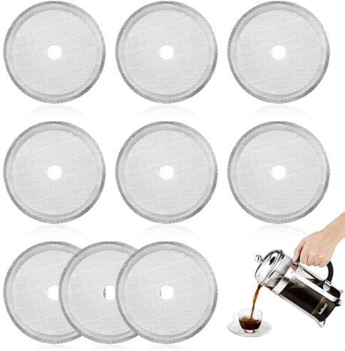 9 Pack Cafetiere Mesh Coffee Press Filter Mesh Cafetiere Mesh Filters Replacement Cafetiere Filter Mesh Screen Stainless Steel Reusable Mesh Filter For Cafetiere 12oz/ 350 Ml (2.75inch / 350ml / 12oz)