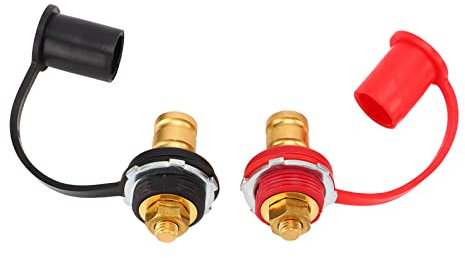 Autobatterie-Ladegerät, 2 Stück, 3/8-Zoll-Bolzen, Schwarz, Rot, Messing, Remote-Batterieanschlussbolzen für Auto, LKW, Boote, ATVs