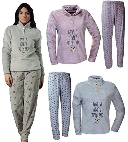 IRGE Pigiama Ragazza Caldo Pile Coral Morbido e Comodo SD145 (IT, età, 10 Anni, Regular, Grigio)