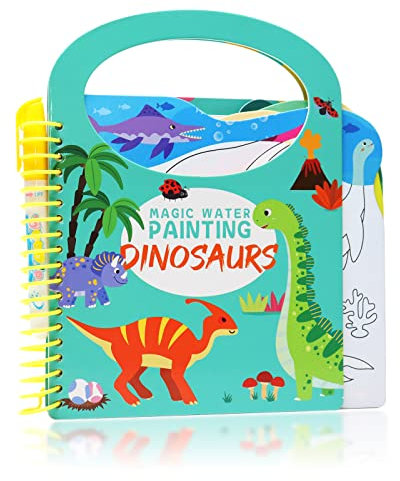 Ruikdly Livre de Dessin Magique de L'eau Livre Coloriage Eau Magic Water Drawing Book Peinture Magique à L'eau Reutilisable avec Stylo Magique pour Garçons Filles Cadeaux