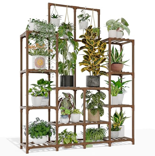 GENTINGBRO Pflanzenständer für drinnen und draußen, 160 cm hoch, Pflanzenregal für Pflanzen, 12 Ebenen, große Pflanzenschalen für Wohnzimmer, robustes Pflanzenregal, Garten, Balkon, Terrasse,