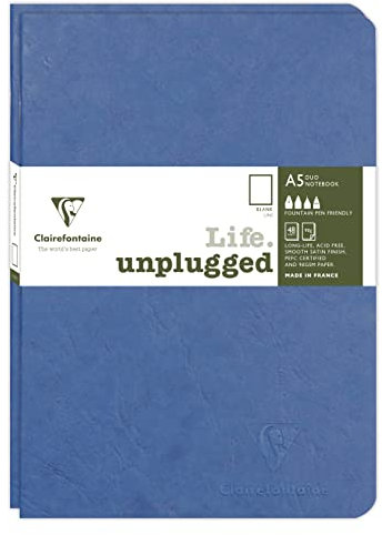 Clairefontaine 733184C - Age Bag DUO Set aus 2 Notizheften 14,8x21cm , geheftet, 48 Blatt 90g, blanko Blau, 1 Set