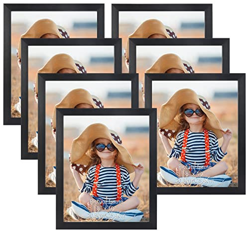 EXYGLO 7er Set Bilderrahmen 20x25 cm, Schwarz Fotorahmen Collage für 25x20 cm Fotos und Bilder, Dunkler Rahmen Leicht und Dünn - Wand- oder Tischaufsteller