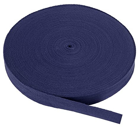 PATIKIL Baumwollband Baumwolle Gurtband 20mm x 45m, Schrägband Baumwoll Nahtband Köperband Saumband Einfassband Stoffband Webband zum Nähen für DIY Basteln Stricken Verpackungen, Navy blau