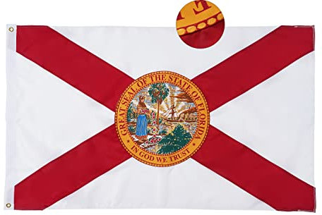 FRF FLAG Florida-Flagge, 90 x 150 cm, bestickte Florida-Staatsflagge, 210D Nylon FL-Staatsflagge, mit 2 Messingösen und 2 Reihen von unteren Stichen