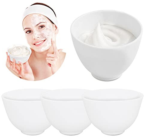 Pauline CY ANRONCH 4 Pieces Home Use Silicone Facial Mask Mixing Bowl, Diy Face Mask Mixing Bowl for Facial Mask, Mud Mask and Other Skincare Products, Cosmetic Beauty Tool
