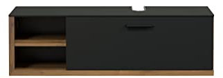trendteam smart living - Synnax - Waschbeckenunterschrank - Anthrazit/Evoke Eiche - Waschtisch hängend mit 2 offenen Fächern und 1 Klappe - (BxHxT) 120 x 36 x 45 cm - Soft-Close-Funktion - kratzfest