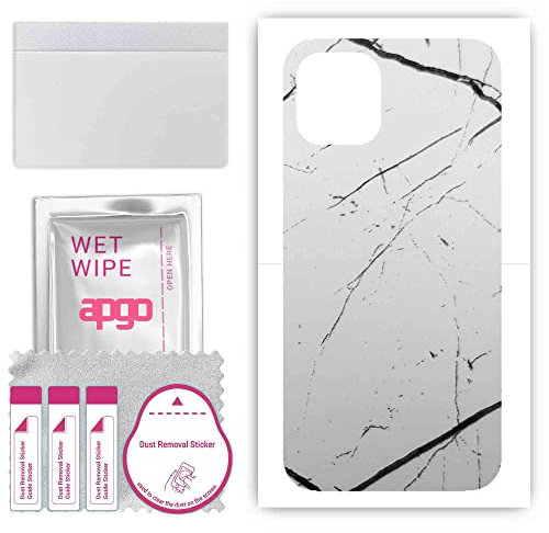 apgo Rückseite Schutzfolie, Skin, kompatibel mit Apple iPhone 12, Hinten Displayschutzfolie aus Vinylfolie, kratzfest, einfache Montage - Weißer Marmor