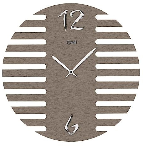 Lowell Wanduhr, 11449, Made in Italy, Quarz Analog, Indexe, Holz, Modern, Farbe Beige ⌀50cm