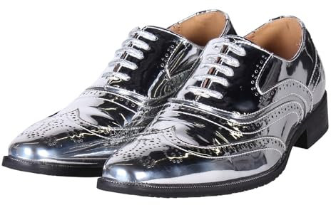 T3721-1700-45 Silber Metallic Herren Disco Party Schuhe Gr.45