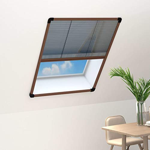 Homgoday Plisse - Mosquitera para ventanas de aluminio, color marrón, 80 x 120 cm
