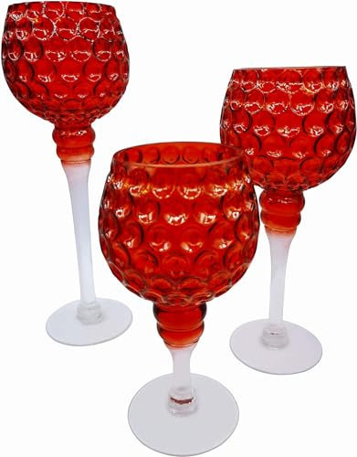 3tlg. Teelichthalter Glas Kerzenhalter, Hoch 40/35/30cm Romantische Glaskelch Windlicht Set für Tischdekoration Kerzenständer für Weihnachts Wohnzimmer Geburtstag Hochzeit Feier Deko
