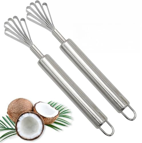 2 Pieces Coconut Meat Remover Durable Stainless Steel Coconut Scraper Household Coconut Tool Meat Knife Melons Fruit Seed Removal for Kitchen Home Coconut Planer