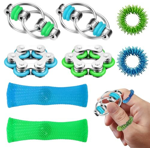 Fidget Toys ADHS Spielzeug,8 Stück Akupressur Ring Fidget Toys Anti Stress Spielzeug,adhs hilfsmittel für Kinder Erwachsene Fidget Toys for ADHS,Anti Angst Geschenke